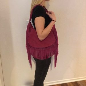Angie & Lola fuchsia fringe purse